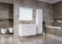 Тумба с раковиной ASB-Woodline Венеция 100 белый, патина серебро