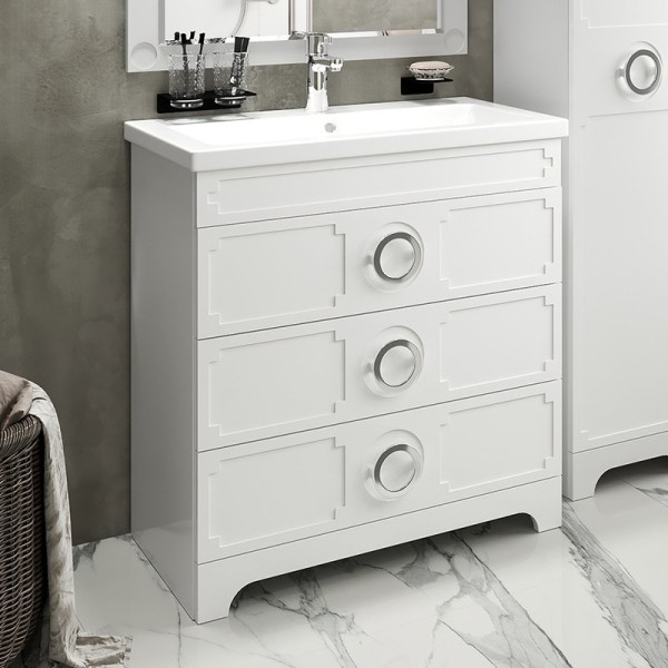 Тумба с раковиной Misty Лейла 80 белая