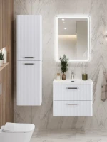 Мебель для ванной комнаты BelBagno Due 50 ручки матовый атласный никель, белый металлик