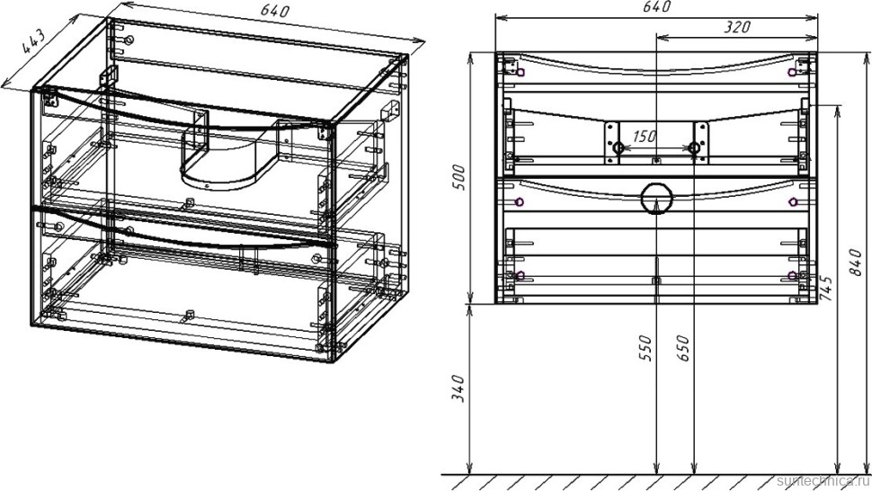 Мебель для ванной комнаты Vincea Mia 65 бетон