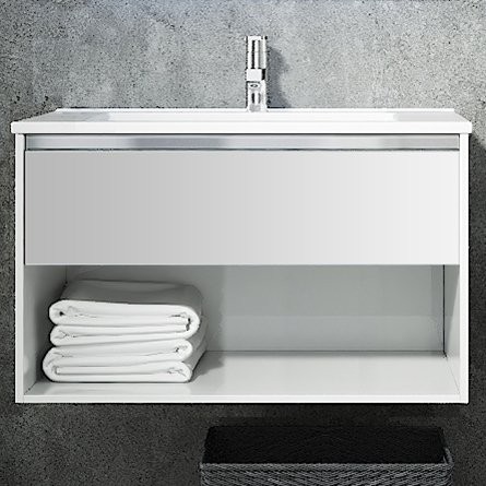 Тумба с раковиной Sanvit Контур 80 белая глянцевая