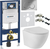 Комплект Унитаз подвесной BelBagno Sfera-r + Крышка BB870SC с микролифтом + Инсталляция Geberit Duofix UP 320 111.300.00.5 + Кнопка Sigma 01 115.770.21.5 хром + Крепления 111.815.00.1 к стене + Звукоизоляция