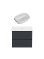 Тумба под раковину со столешницей Allen Brau Gravity 80 2 ящика, матовый антрацит, столешница белая