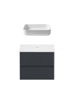 Тумба под раковину со столешницей Allen Brau Gravity 80 2 ящика, матовый антрацит, столешница белая