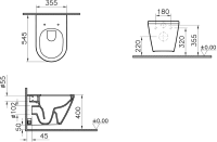 Комплект Унитаз подвесной VitrA Integra Round 7041B003-0075 + Крышка + Инсталляция TECE Base 9400413 4 в 1 с кнопкой смыва