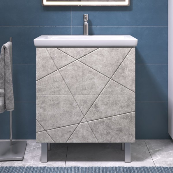 Тумба с раковиной Vigo Geometry 70 напольная, бетон, раковина Como 60