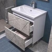 Тумба с раковиной Vigo Geometry 70 напольная, бетон, раковина Como 60