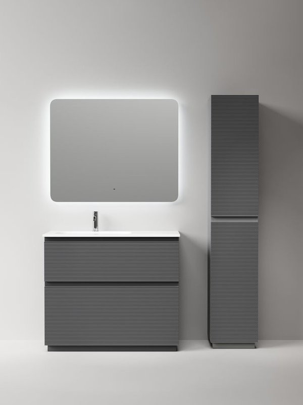 Мебель для ванной комнаты Sancos Folk Floor 100 левая напольная, grey soft, раковина CN7014