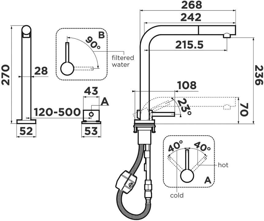 Смеситель для кухни Omoikiri Nara 2 Plus S C 4994367 хром