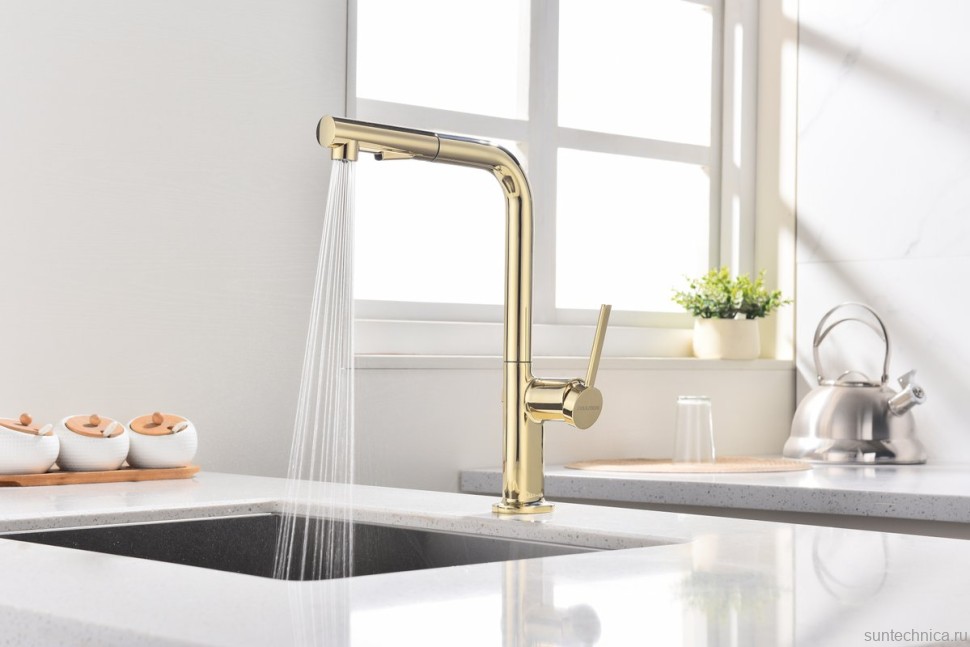 Смеситель для кухни Paulmark Neo Ne214419-G, золото