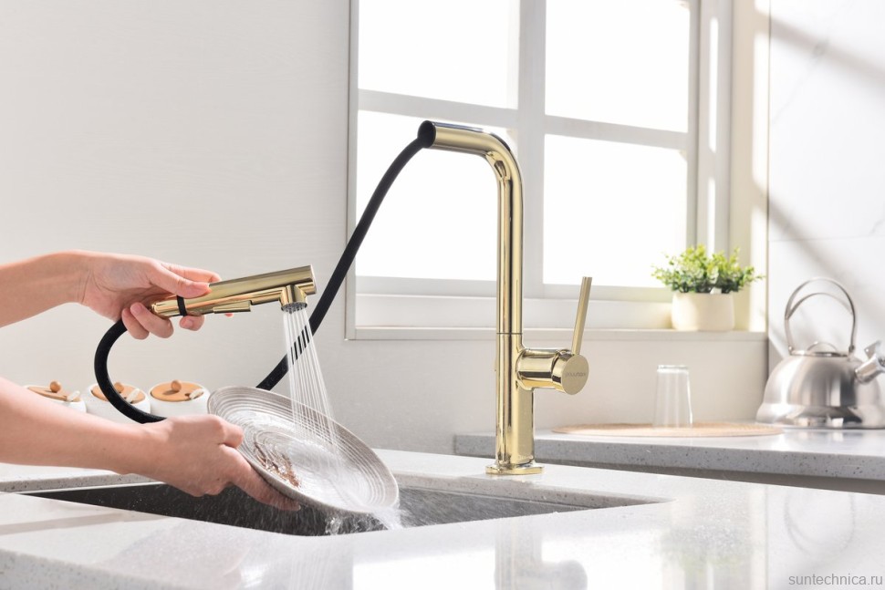 Смеситель для кухни Paulmark Neo Ne214419-G, золото