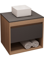 Тумба с раковиной Teymi Ritta 55 дуб эврика, матовый графит, раковина Helmi Mini 24