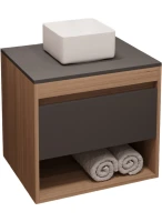 Тумба с раковиной Teymi Ritta 55 дуб эврика, матовый графит, раковина Helmi Mini 24