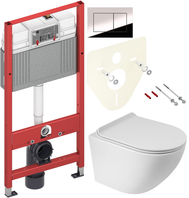 Комплект Унитаз подвесной BelBagno Sfera-r + Крышка Piano BB2111SC с микролифтом + Инсталляция TECE Now 9400412 4 в 1 с кнопкой смыва