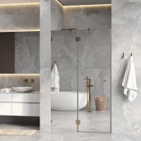 Душевая дверь в нишу Wasserkraft Ems 76H05L-MR 120 см, зеркальное стекло, фурнитура золото