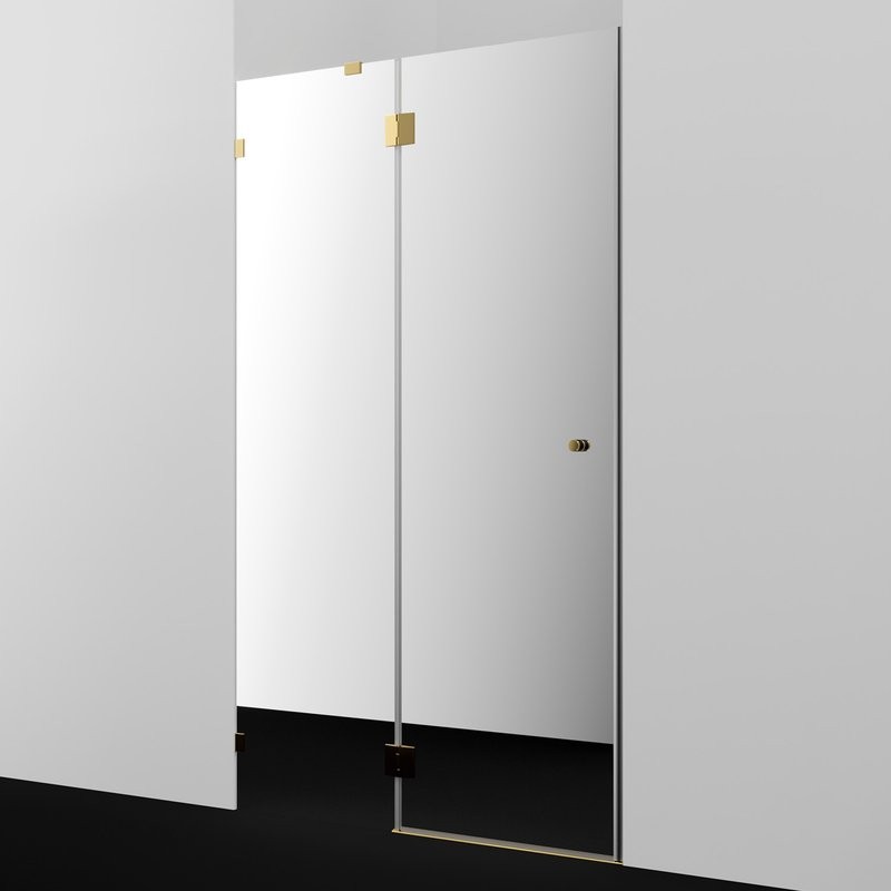 Душевая дверь в нишу Wasserkraft Ems 76H05L-MR 120 см, зеркальное стекло, фурнитура золото
