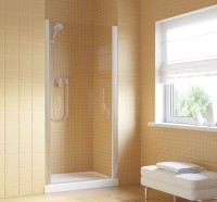 Душевая дверь в нишу Vegas Glass EP Lux 75 07 01 R профиль матовый хром, стекло прозрачное