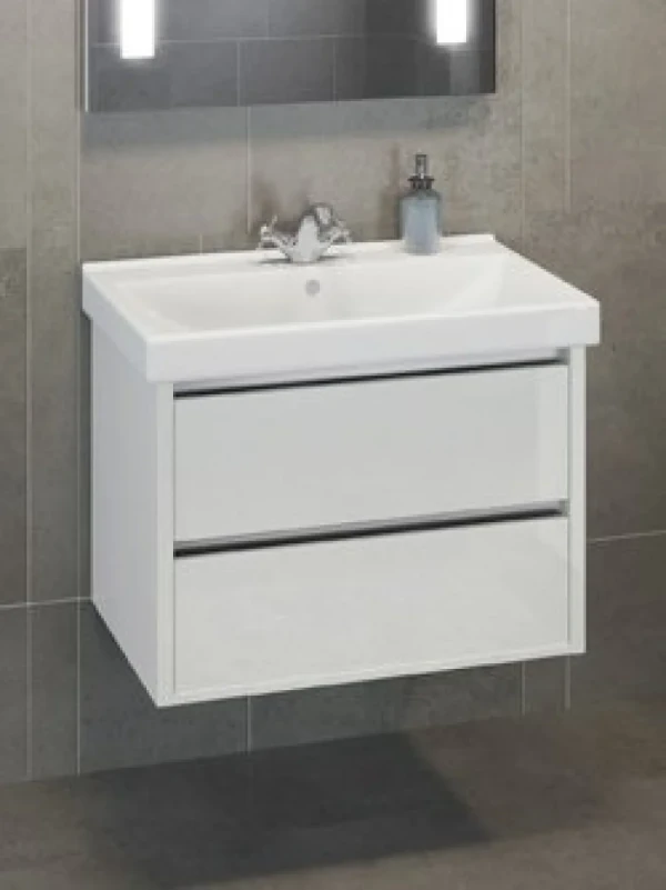 Тумба с раковиной Comforty Дублин 75 подвесная, белый глянец, с раковиной Comforty 8057