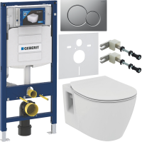 Комплект Унитаз подвесной Ideal Standard Connect + Крышка E772401 с микролифтом + Инсталляция Geberit Duofix UP 320 111.300.00.5 + Кнопка Sigma 01 115.770.JQ.5 лакированная, матовый хром + Крепления 111.815.00.1 к стене + Звукоизоляция