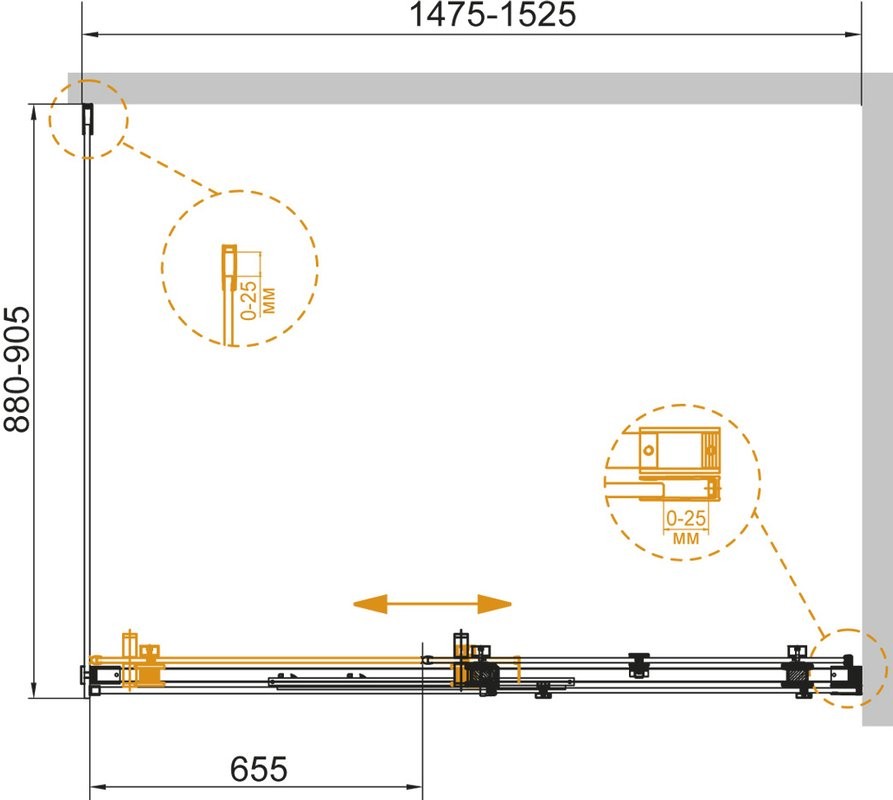 Душевой уголок Cezares Stylus Soft AH 1 150/90 C Cr