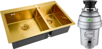 Комплект Мойка Zorg Inox PVD SZR-78-2-51 L bronze + Измельчитель Inox D