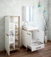 Тумба с раковиной Sanflor Ингрид 60, белый матовый, швейцарский вяз