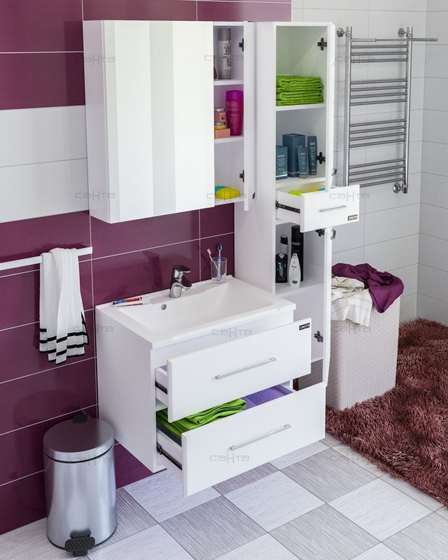 Шкаф пенал для ванной СаНта Омега 30 подвесной