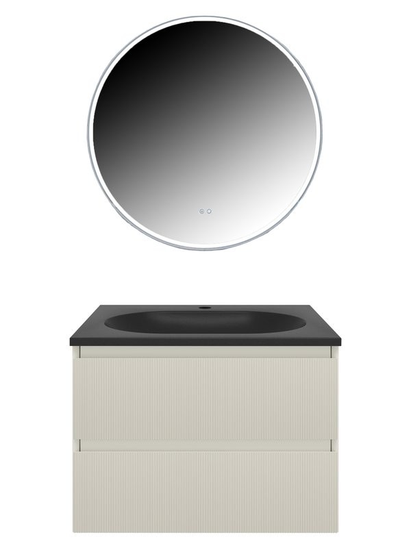 Мебель для ванной комнаты Vincea Welle 60 m.beige soft-touch, раковина VCB-4H600A антрацит