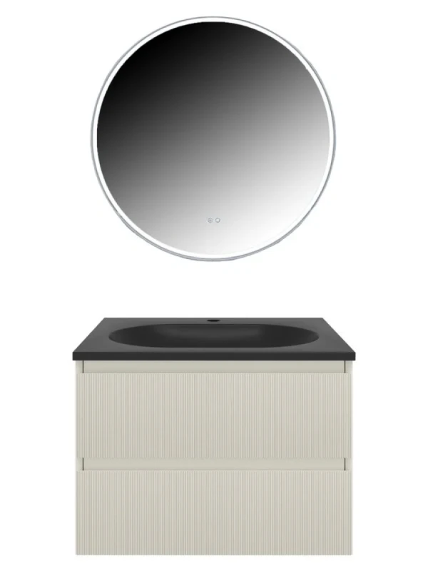 Мебель для ванной комнаты Vincea Welle 60 m.beige soft-touch, раковина VCB-4H600A антрацит