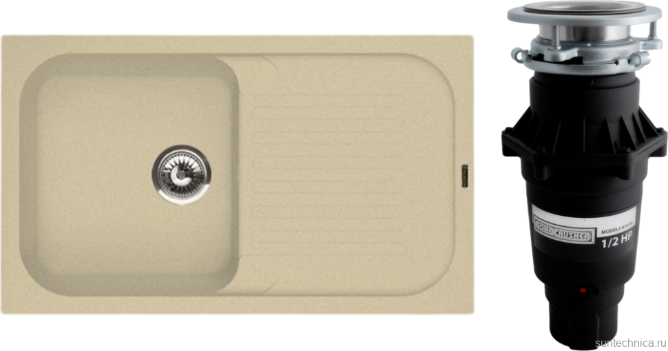 Комплект Мойка Florentina Арона 860 шампань + Измельчитель Bone Crusher BC 810-SL Slim Line
