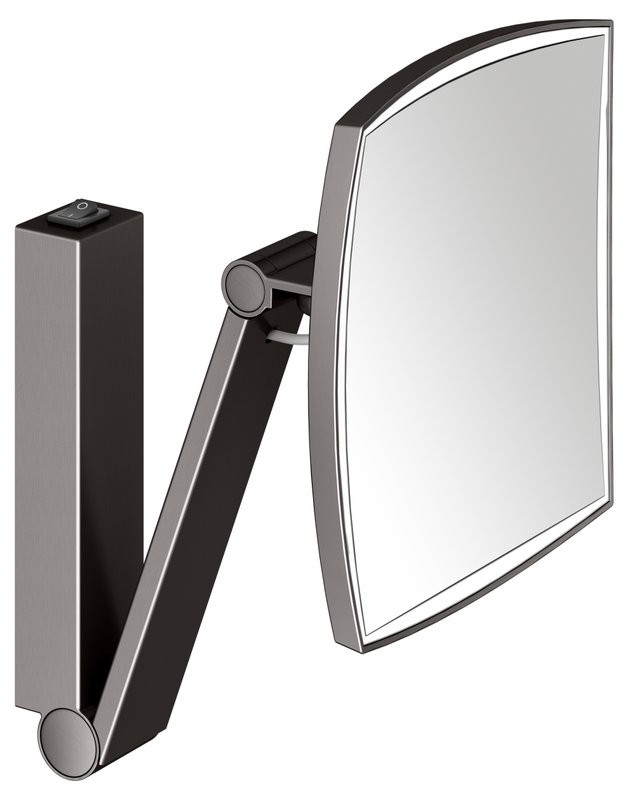 Косметическое зеркало Keuco iLook Move 17613359004 с подсветкой, настенное, с увеличением, шлифованный черный титан