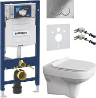 Комплект Унитаз подвесной Cersanit City Clean On DPL EO slim + Крепления Geberit Duofix 111.815.00.1 к стене + Звукоизоляция + Инсталляция UP 320 111.300.00.5 + Кнопка Sigma 01 115.770.21.5 хром