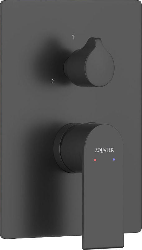 Встраиваемый смеситель для душа и ванны AQUATEK Лира AQ1447MB С ВНУТРЕННЕЙ ЧАСТЬЮ, 3 режима,  матовый черный