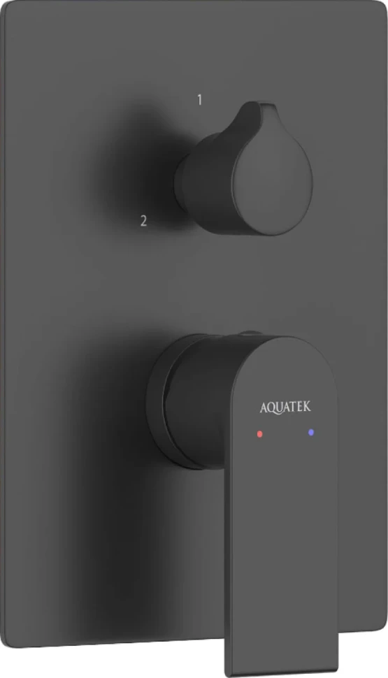 Встраиваемый смеситель для душа и ванны AQUATEK Лира AQ1447MB С ВНУТРЕННЕЙ ЧАСТЬЮ, 3 режима,  матовый черный