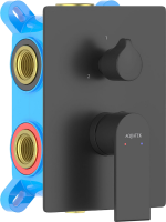 Встраиваемый смеситель для душа и ванны AQUATEK Лира AQ1447MB С ВНУТРЕННЕЙ ЧАСТЬЮ, 3 режима,  матовый черный