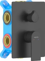 Встраиваемый смеситель для душа и ванны AQUATEK Лира AQ1447MB С ВНУТРЕННЕЙ ЧАСТЬЮ, 3 режима,  матовый черный