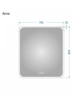 Зеркало Alavann Anna 70x80 с подсветкой, с антизапотеванием