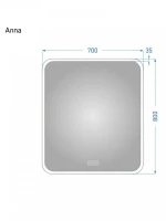 Зеркало Alavann Anna 70x80 с подсветкой, с антизапотеванием