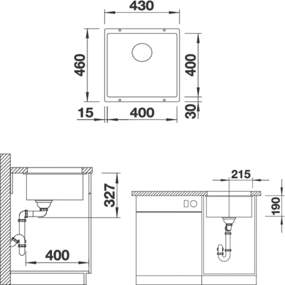 Комплект Мойка Blanco Subline 400-U серый беж + Смеситель Ambis Ambis 523118