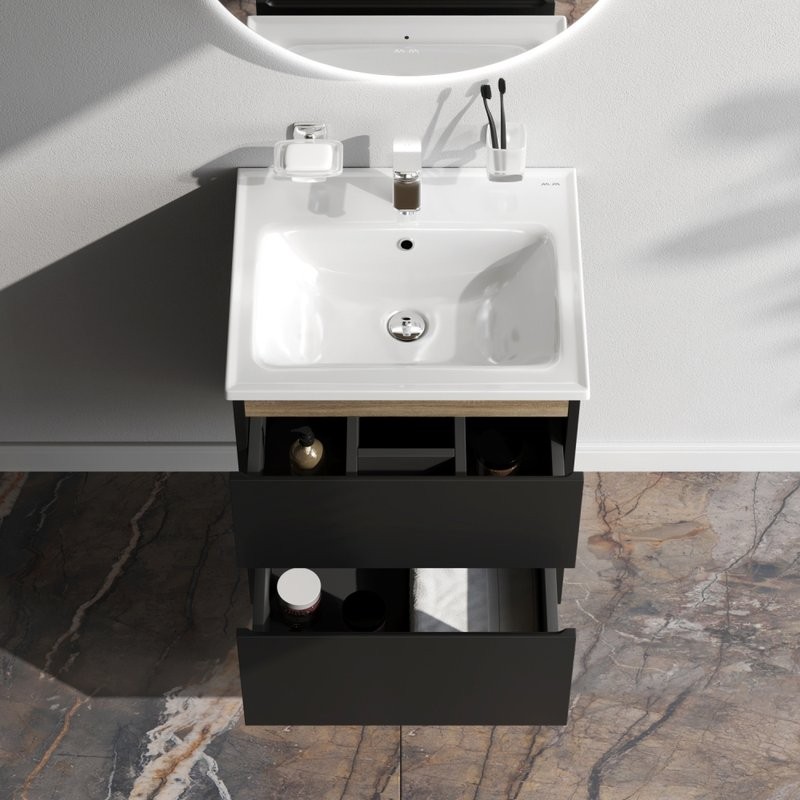 Тумба с раковиной AM.PM X-Joy 55, подвесная, черная матовая