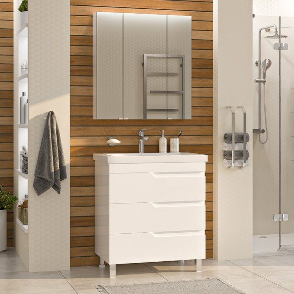 Мебель для ванной комнаты Misty Софт 75 напольная, белая эмаль