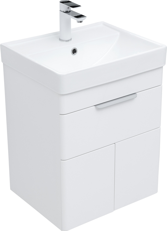 Тумба с раковиной Aquanet Ирис new 50 подвесная, 1 ящик, 2 дверцы