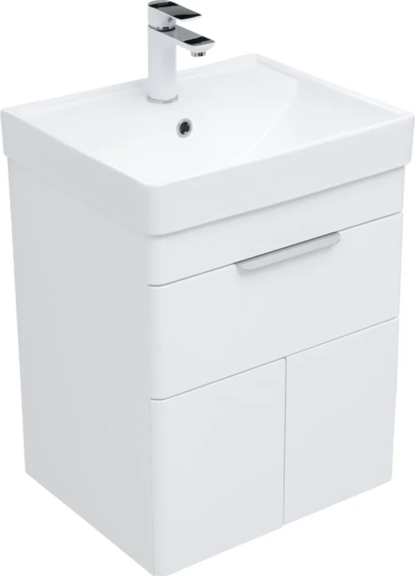Тумба с раковиной Aquanet Ирис new 50 подвесная, 1 ящик, 2 дверцы