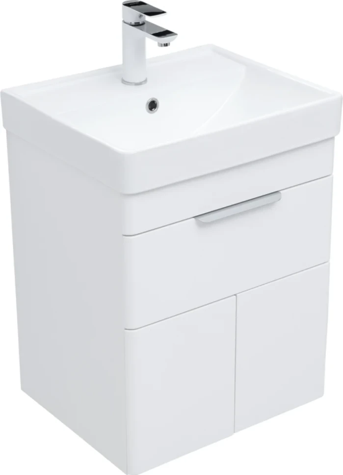 Тумба с раковиной Aquanet Ирис new 50 подвесная, 1 ящик, 2 дверцы