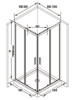 Душевой уголок Ravak Blix Slim BLSRV2K 100x90 см, профиль блестящий, стекло прозрачное Transparent