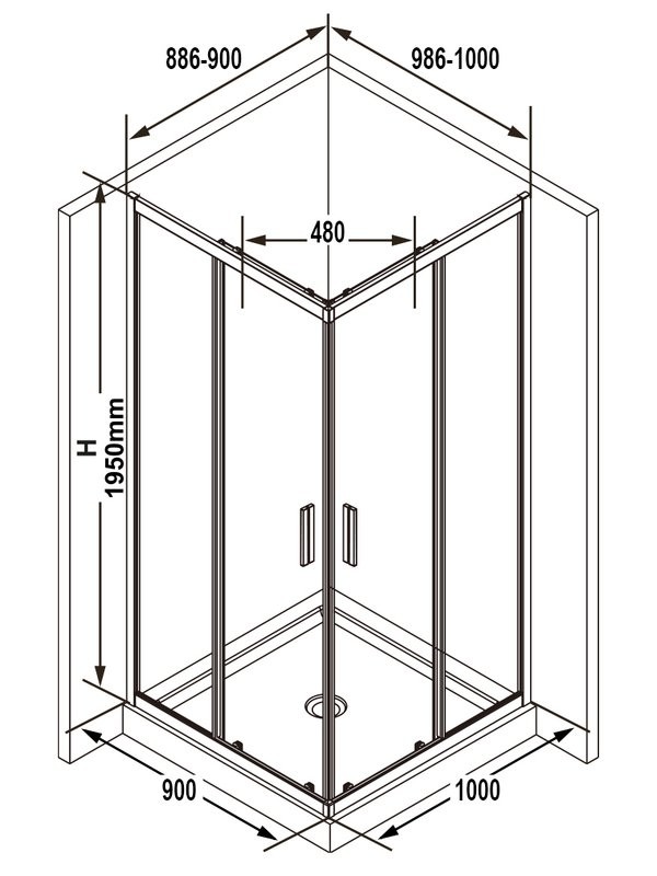 Душевой уголок Ravak Blix Slim BLSRV2K 100x90 см, профиль блестящий, стекло прозрачное Transparent