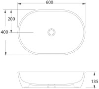 Накладная раковина beWash Bogen 88601070 60 см без отверстия под смеситель черная матовая