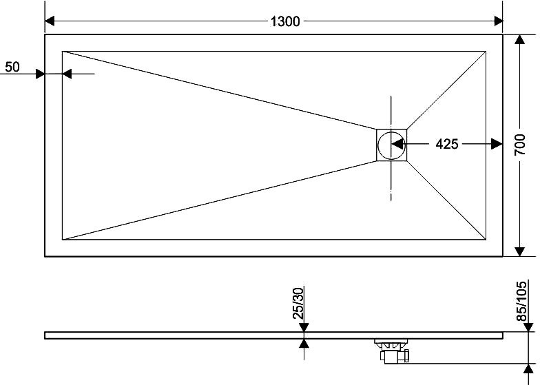 Поддон для душа RGW Stone Tray ST-0137W 70х130 с сифоном