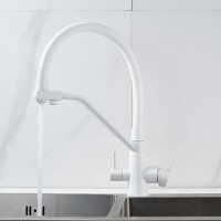 Смеситель для кухни Shevanik S968C с гибким изливом, белый