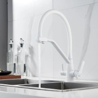 Смеситель для кухни Shevanik S968C с гибким изливом, белый